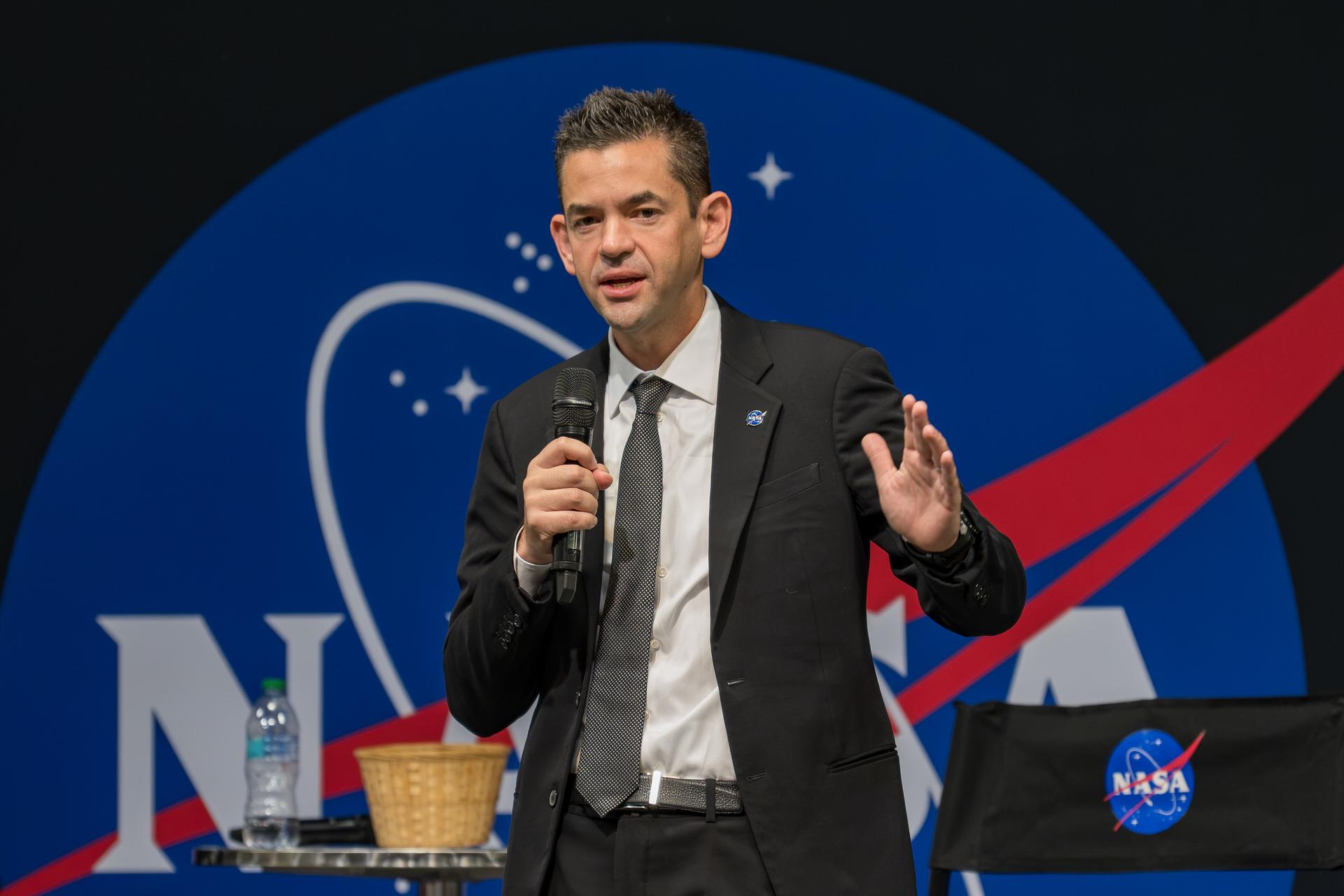 NASA Administrator Jared Isaacman visited Marshall Space Flight Center in Huntsville, Alabama, on Friday, Sept. 18, 2026. The administrator hosted an all-hands for Marshall team members, joined by Marshall Associate Director Roger Baird, and answered questions from the workforce.